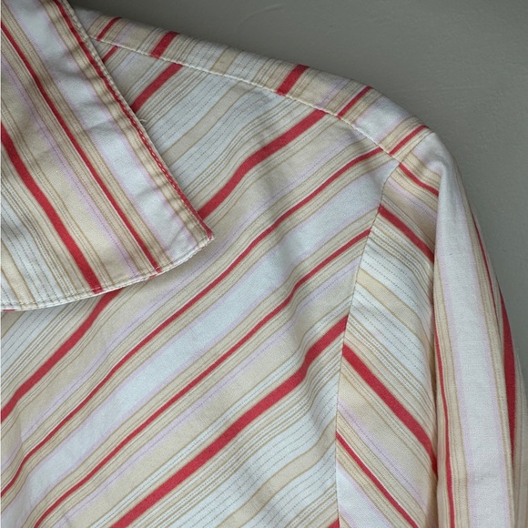 St. John’s Bay orange and white button down top, size large women’s - Picture 4 of 5